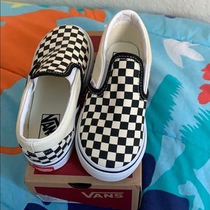 Never worn checkered slip ons